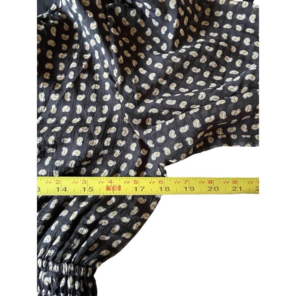 In Loom Black Paisley Print Boho Maxi Dress Smocked Waist Long Sleeve Size S - Picture 3 of 8